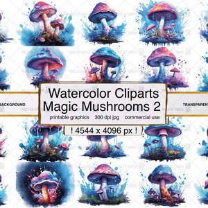 Magic Mushrooms 2 Clipart / 300dpi / 20 file PNG separati e stampabili / download istantaneo / uso commerciale / 38 x 34 cm GRANDE