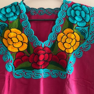 Mexican Embroidered Floral Blouse