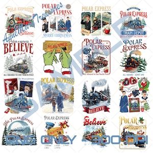 10++ The Polar Express Christmas Png Bundle, Christmas Movie Png, 90s Holiday Movie Png, Christmas Sublimation Design, Merry Christmas Png