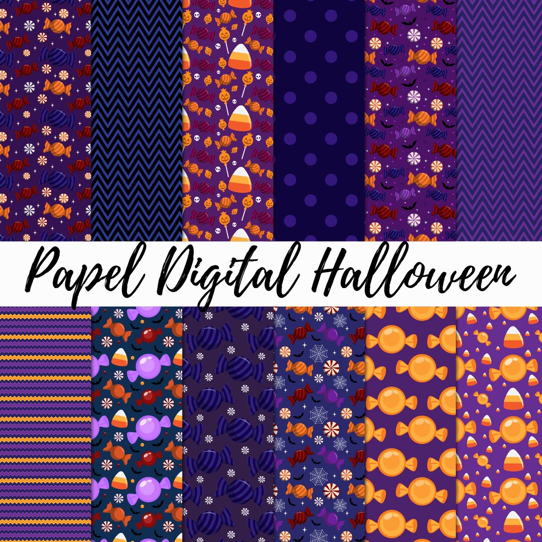 Halloween Digital Paper Paper Patterns Scrapbook Spooky - Etsy