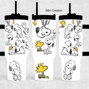 40 oz Snoopy cartoon Stanley quencher style insulated Tumbler