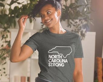 Sterk T-shirt North Carolina, ringgesponnen katoen, NC-reliëfshirt