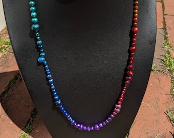Collar de perlas arcoíris de 24 pulgadas de color vivo