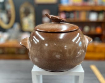 ヴィンテージ サンフラワー ストーンウェア ビーンポット 蓋付き