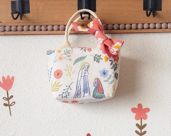 Catholic Toddler's Tote Bag, Our Lady of Lourdes Mini Tote Bag, St. Joan of Arc, Kids Mini Tote, Handmade Mass Bag, Toddler Gift, Market Bag
