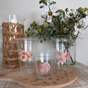 PACKS OF 10. One Sweet Peach Party Cups for birthdays, baby showers & parties. Sweet peach party theme cups.