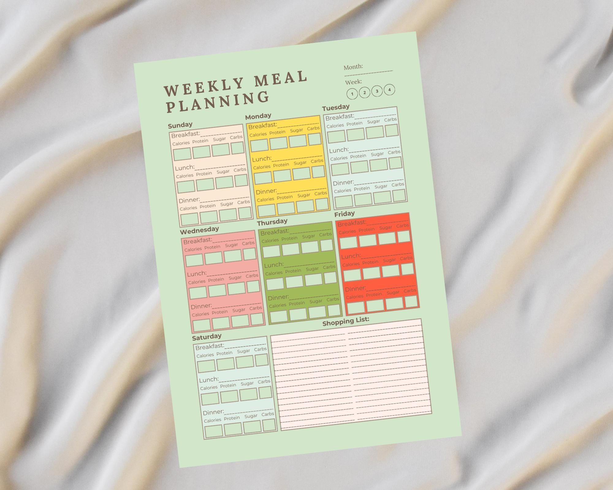 Weekly Macro Meal Planner | Digital Nutrition Tracker | Customizable ...