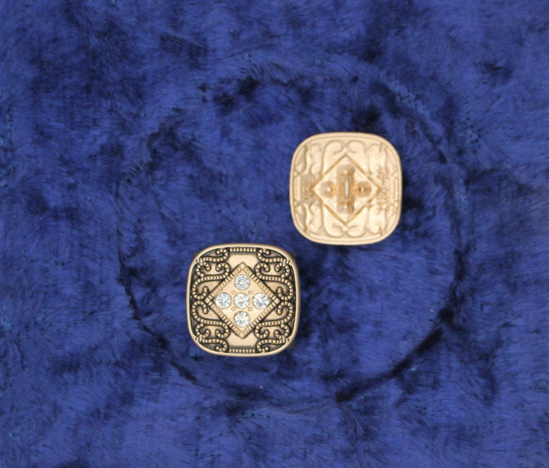 Square Rhinestone Crystal Button Exclusive Retro - Etsy