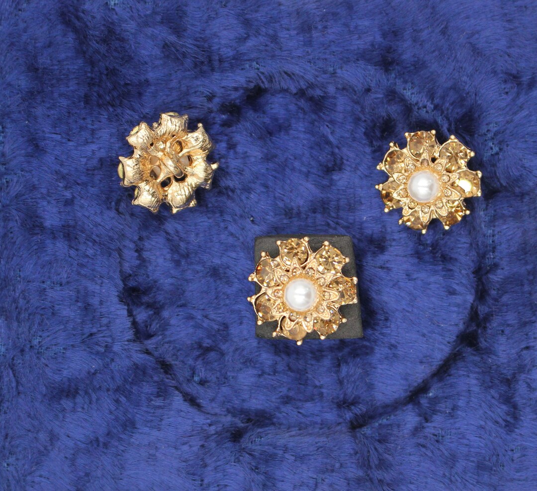 Gold Pearl Exclusive High Class Button Jewlery Fashionable Gorgeous - Etsy