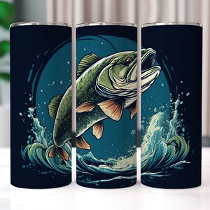 Bass Fishing Tumbler Wrap, 20 oz Skinny Tumbler Wrap Sublimation Designs, Fishing Tumbler Wrap, Fish Tumbler PNG, Dad Tumbler Wrap
