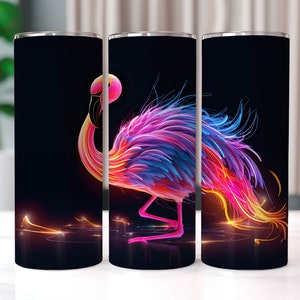 Neon Light Flamingo Tumbler Wrap, 20 oz Skinny Sublimation Tumbler Designs, Neon Tumbler Wrap, Tumbler PNG, Flamingo Sublimation, Neon PNG