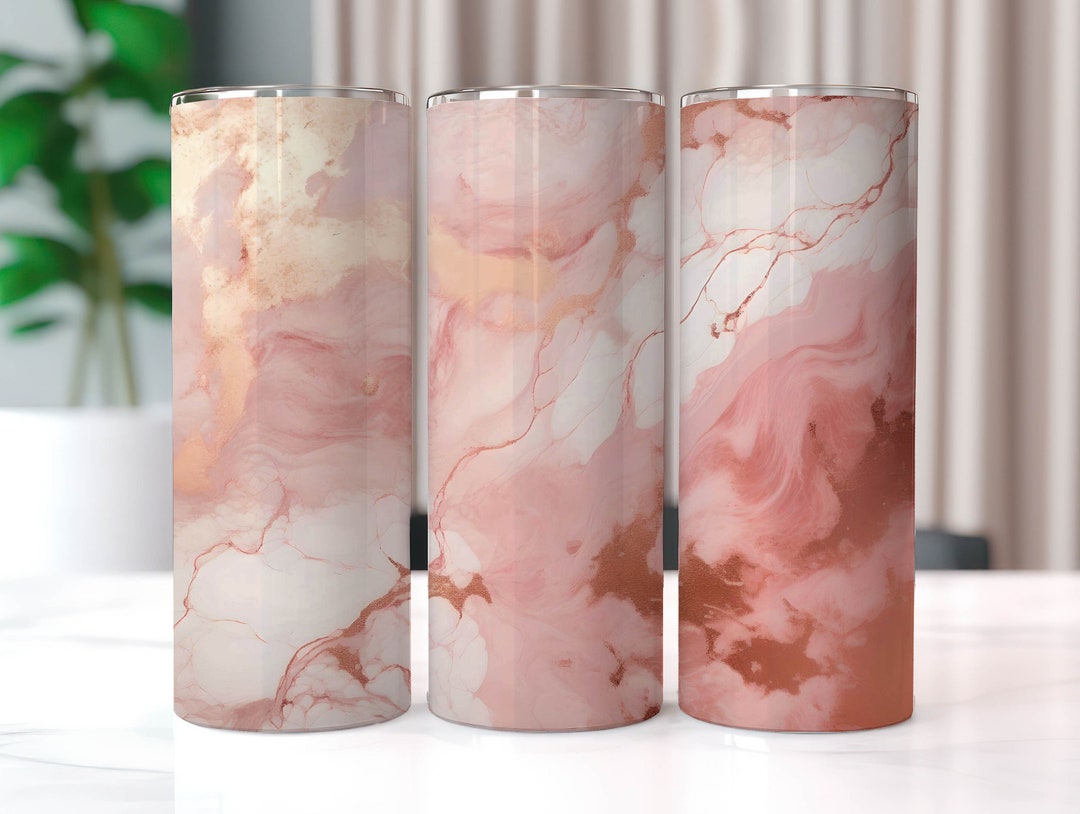 Rose Gold Marble Agate 20 Oz Skinny Tumbler Sublimation Designs ...