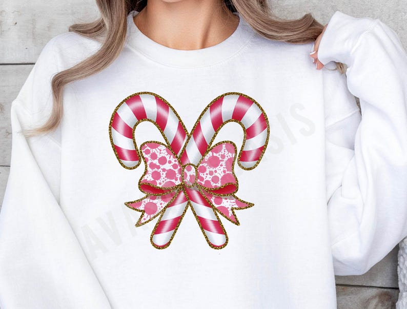 Candy Cane Christmas PNG, Coquette Bow Christmas Shirt Sublimation