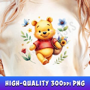Watercolor Winnie The Pooh Png, Classic Pooh Bear Clipart, Winnie Png Sublimation, Commercial Use, Baby Shower Pooh, Pooh Bear Art