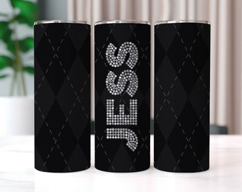 Black Diamond Add Your Own Name Tumbler Wrap, 20 oz Tumbler Sublimation Designs, Diamond Alphabet PNG, Bling Tumbler, Doodle Alphabet