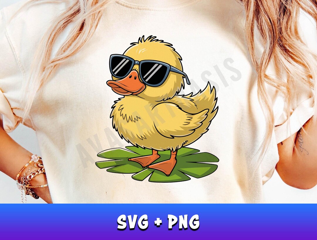 Cute Duck Wearing Sunglasses Svg, Png Cartoon Bird Clipart, Duck ...