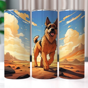 German Shepherd Dog 20 oz Skinny Tumbler Sublimation Designs, Straight And Tapered Tumbler Wrap, Tumbler PNG, Sublimation PNG, Dog Tumbler