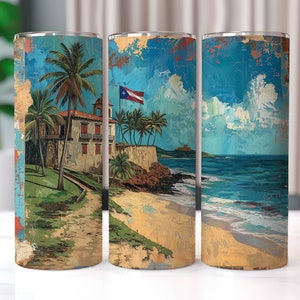 Puerto Rico Beach Tumbler Wrap, 20 oz Tumbler Sublimation Designs, Puerto Rico PNG, Puerto Rico Tumbler Wrap, Tropical Beach PNG