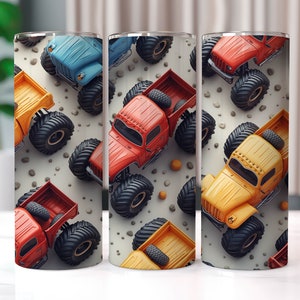3D Monster Truck Tumbler Wrap, 20 oz Tumbler Sublimation Designs, Monster Truck PNG, Kids Tumbler Wrap, Car Tumbler Wrap, Boys Tumbler Wrap