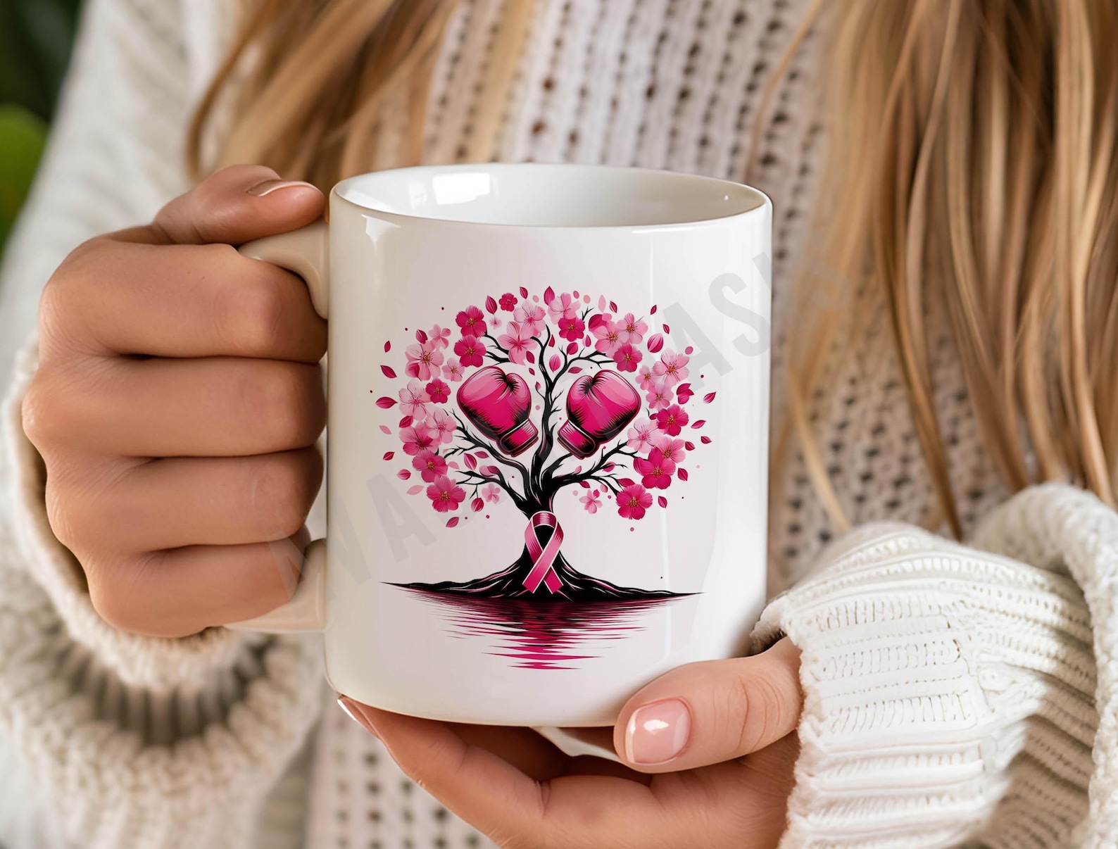 Tree of Life Breast Cancer Ribbon With Boxing Gloves and Pink ...