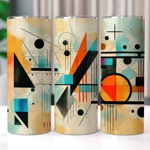 Abstract Geometric Lines & Shapes 20 oz Skinny Tumbler Sublimation Designs, Straight And Tapered Tumbler Wrap, Tumbler PNG