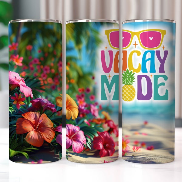 Vacay Mode Summer Tumbler Wrap, 20 oz Tumbler Sublimation Designs, Summer Vacation, Beach Tumbler Wrap, Hello Summer, Summer PNG