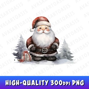 Aquarell Santa Clipart PNG Sublimationsdesigns, Weihnachtsmann PNG, Weihnachtscliparts, Weihnachten PNG Sublimation, digitaler Download
