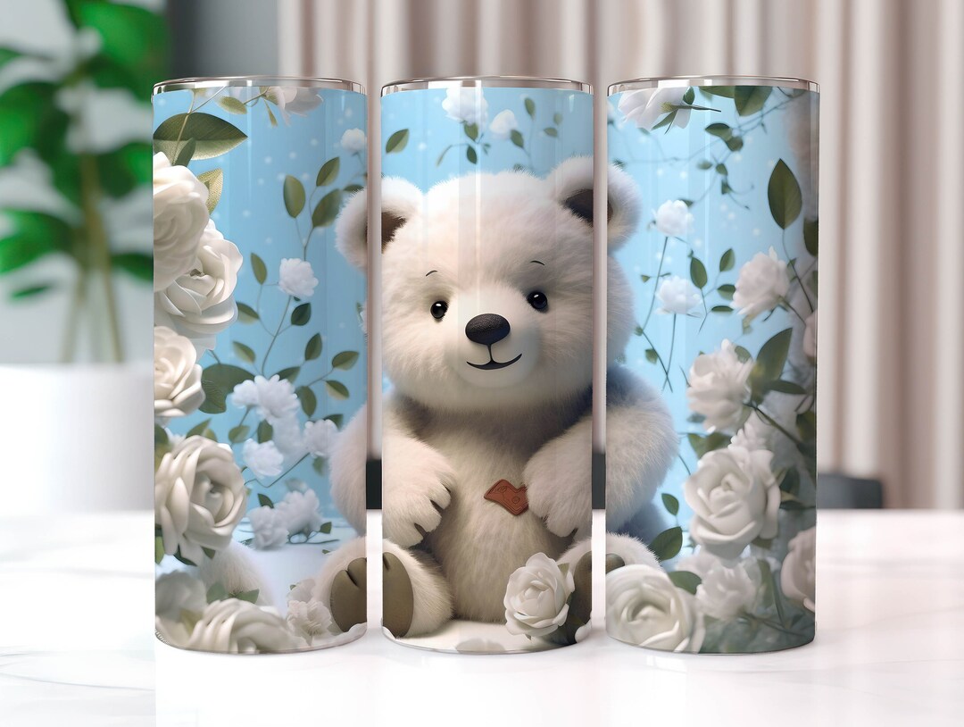Cute White Teddy Bear 20 Oz Skinny Tumbler Sublimation Designs ...