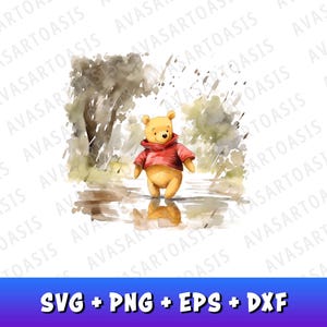 Watercolor Winnie The Pooh SVG, Classic Winnie The Pooh Clipart, Pooh Bear PNG, Winnie The Pooh Sublimation, Commercial Use, SVG Clipart
