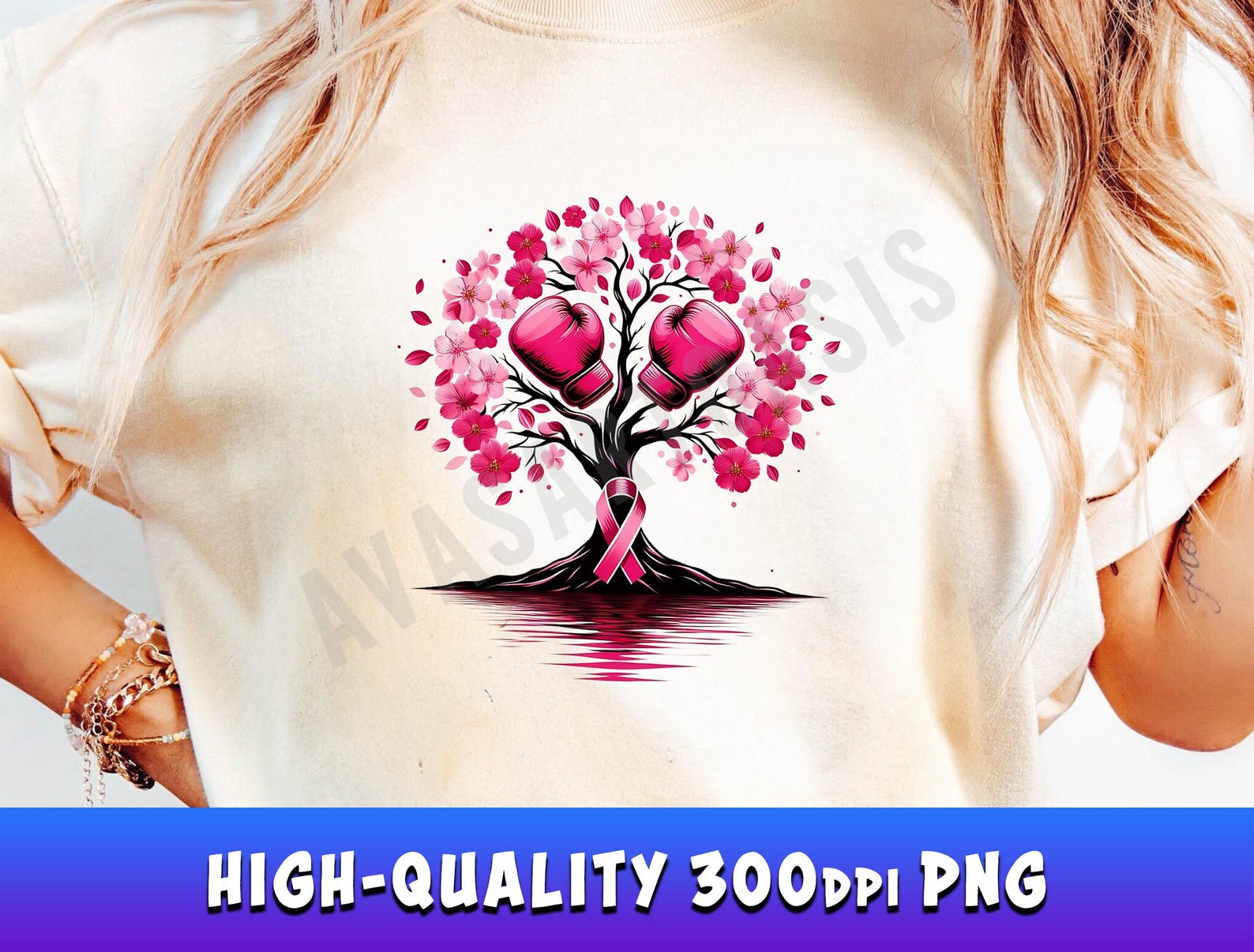 Tree of Life Breast Cancer Ribbon With Boxing Gloves and Pink ...