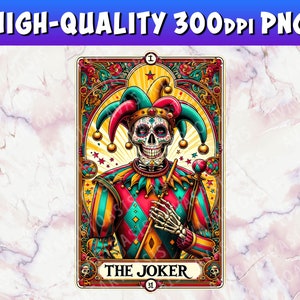 The Joker grappige tarotkaart png, skelet tarotkaart, sarcastische png, schedel tarotkaart, tarotkaart clipart, trendy png, populaire png