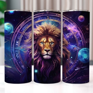 Leo Zodiac 20 oz Skinny Tumbler Sublimation Designs, Straight And Tapered Tumbler Wrap, Tumbler PNG, Sublimation PNG, Star Sign Tumbler Wrap
