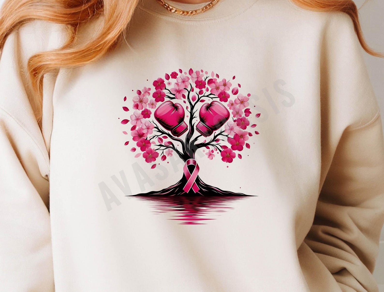 Tree of Life Breast Cancer Ribbon With Boxing Gloves and Pink ...