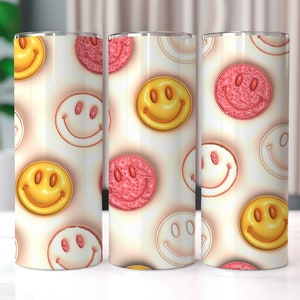 Emballage gonflé pour gobelet rétro, Smiley rétro, motifs pour sublimation de gobelet 20 oz, Emballage pour gobelet gonflé, Emballage pour gobelet rétro, Emballage pour gobelet gonflé