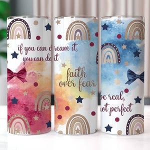 Boho Positive Affirmation Tumbler Wrap PNG, Coquette Boho Quotes, 20 oz Skinny Sublimation Designs, Motivational Digital Download