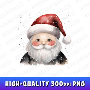 Niedliches Aquarell Weihnachtsmann Clipart PNG Sublimationsdesign, Weihnachtsmann PNG, Weihnachtscliparts, Weihnachten PNG Sublimation, digitaler Download