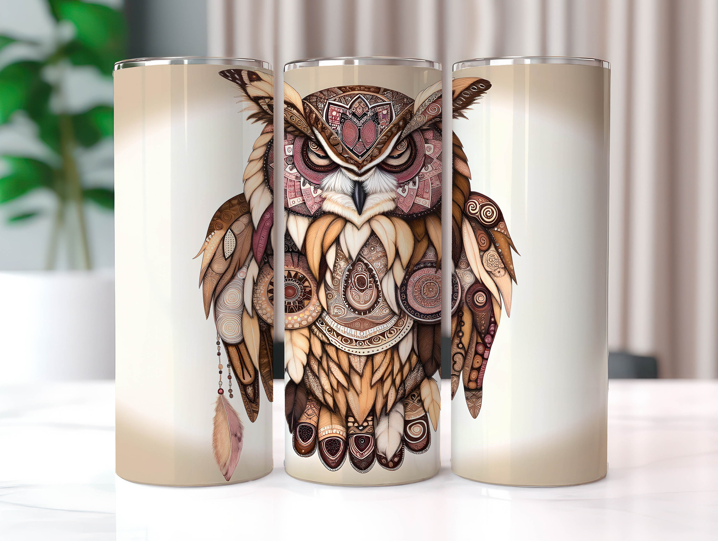 Boho Owl Tumbler Wrap, 20 oz Tumbler Sublimation Designs, Owl Png, Western Tumbler Wrap, Country Tum