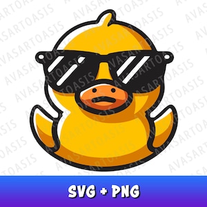 Trendy Duck With Sunglasses Svg, Png Cartoon Bird Clipart, Funny Duck Sublimation Design, Duck Vector Art, Funny Bird Illustration