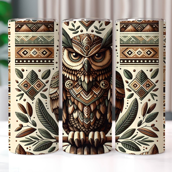 Boho Owl Tumbler Wrap on Branch, 20 oz Tumbler Sublimation Designs, Country Tumbler Wrap, Western Tumbler Wrap, Boho Tumbler Wrap