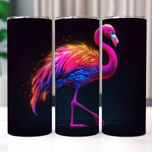 Bright Neon Flamingo Tumbler Wrap, 20 oz Skinny Sublimation Tumbler Designs, Neon Tumbler Wrap, Tumbler PNG, Flamingo Sublimation, Neon PNG
