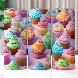 Cupcake Tumbler Wrap, 20 oz Skinny Tumbler Sublimation Designs, Straight And Tapered Tumbler Wrap, Tumbler PNG, Cupcake PNG, Sweets Tumbler