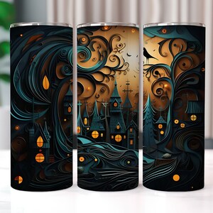 3D Halloween Tumbler Wrap, 20 oz Skinny Tumbler Sublimation Designs, Halloween Tumbler, Spooky Season Tumbler Wrap, Tumbler PNG