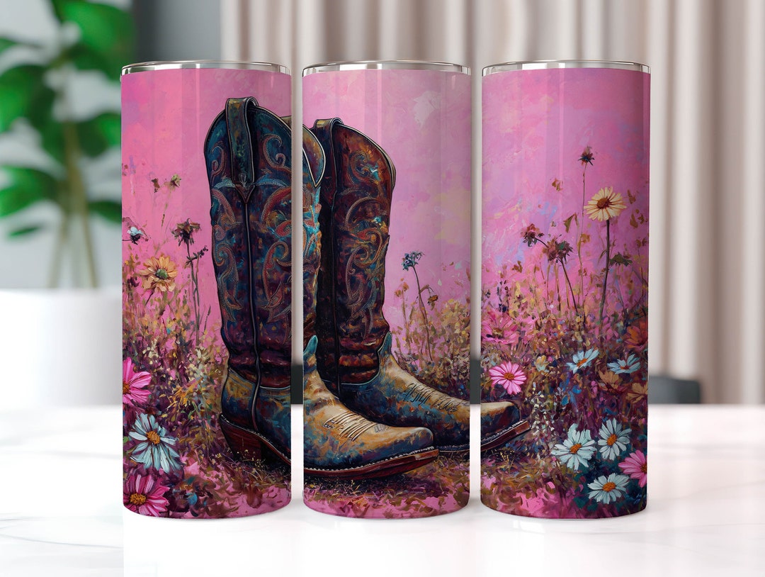 Pink Cowgirl Boots Tumbler Wrap, 20 Oz Tumbler Sublimation Designs ...