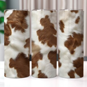 Brown Cowhide Tumbler Wrap, 20 oz Tumbler Sublimation Designs, Cow Print Tumbler Wrap, Western Tumbler, Cowhide PNG, Cow Print PNG