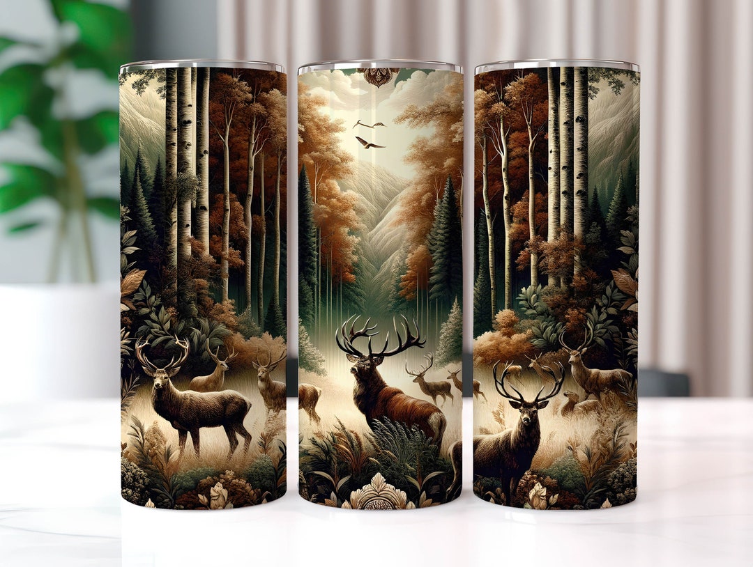 Deer in Forest Tumbler Wrap, 20 Oz Tumbler Sublimation Designs, Deer ...