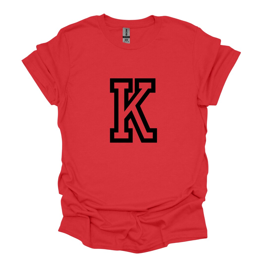 Alphabet Letter Tshirt, Unisex Adult Clothing, LETTER K Etsy