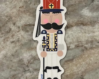 Greek Evzone Nutcracker Sticker, Hand Drawn Soldier Decal (4x2 Inch)
