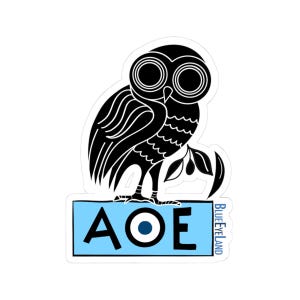 Oude Griekse uilmunt, Athene, het oude Griekenland, reissticker, uilsticker, stickers zonder bellen