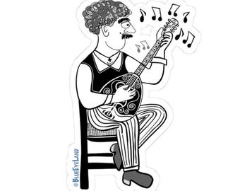 Bouzouki Player Sticker: Greek Music, Travel, Culture
