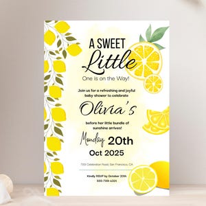 Lemon Baby Shower Invitation, Citrus Baby Shower Invite, Lemon Themed Shower, Editable Lemon Baby Shower Invitation Template, Baby Shower
